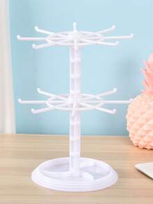 1pc Rotatable Double-Layer Black/Transparent/White Key Chain Display Rack, Detachable Organizer For Keychains, Necklaces, Rings, Earrings And Hair Clips, Suitable For Counter, Dresser, Bathroom And Bedside