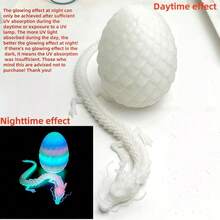 1 件神秘收藏品，夜光彩虹龙蛋模型 - 3D 打印，包含一条龙，非常适合家居装饰、新年礼物等。