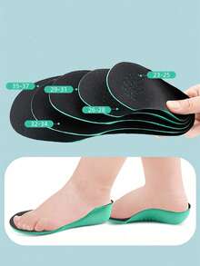 1 Pair EVA Sport Arch Support Green Shock Absorbing Full-Length Insoles, Elastic Comfortable Soft Shoe Accessory - Black Surface With Green Background - View 7