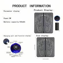 EMS Foot Massager, Foot Therapy Device, Automatic Foot Meridian Massage Mat With Pulse