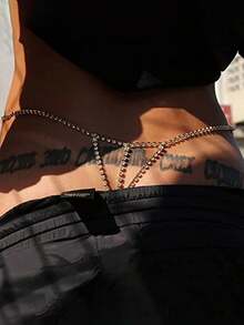 1 件性感女士仿珍珠丁字裤内衣链，时尚女士水钻身体链，闪亮金色/银色可供选择，适用于比基尼、性感内衣配饰、沙滩装、狂欢装、角色扮演、夜总会、约会之夜、情人节、节日庆典配饰、性感礼服配饰， - 彩色 - 查看 8