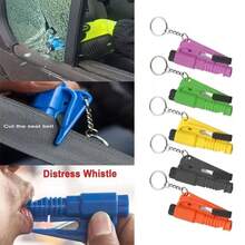 3-In-1 Emergency Seatbelt Cutter With Keychain, Hammer, Mini Fire Hammer, Car Emergency Escape Tool, Window Breaker, Portable Rescue Tool Keychain, Emergency Hammer, Car Emergency Escape Device Window Breaker, Lifesaving Multifunctional Emergency Window Breaker - Easily Break Windows And Cut Seatbelts In Emergency Situations - Multicolor - View 5