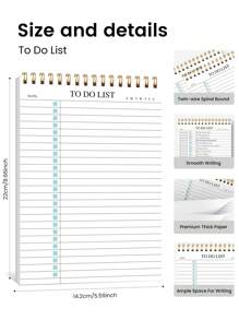 Trees Undated To-Do List Notebook / Daily Planner / Spiral Bound Task List / Schedule Organizer, Improve Efficiency, 8.5" X 5.5", 100gsm Paper - Green - View 8