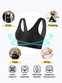 LianShengFa 12 chiếc áo ngực yoga không đường may, độ co giãn cao, không gọng, áo ngủ hai dây mềm mại thoải mái, đồ lót nữ thoáng khí kiểu U-back - Nhiều màu - Xem 8