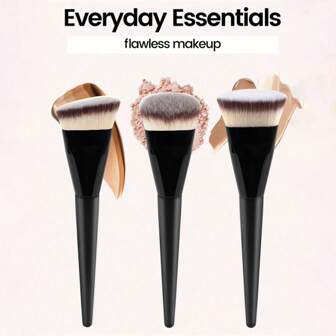 3 PCS Set Flat Round Tube Flat Head Foundation Brush Skin-Friendly Makeup Tool