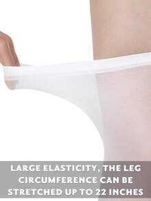 3 Pairs Plus Size Thigh High Stockings Semi Sheer Thigh High Socks Nylon Over The Knee Tights Pantyhose For Women - 白色 - 查看 3