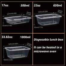 10/20/40个装食品储物盒，长方形外卖盒，带盖，PP材质，可微波炉加热，加厚外卖包装，适合包装零食、水果和蔬菜，透明盒身，经久耐用，卫生安全，边缘光滑，是婚礼、生日和外卖活动的理想之选。