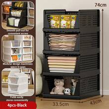Collapsible & Stackable Storage Basket Plastic Drawers Foldable Closet Organizers Wardrobe Organizer Storage Box Closet Dividers & Shelf Inserts For Wardrobe Wardrobe Drawer Units Layered Partition Storage Rack Shelf For Cupboard Kitchen Bathroom, Back To School - Multicolor - View 14