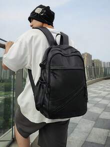 New Versatile PU Backpack With Large Capacity, Waterproof, Suitable For High School, College Students, Outdoor Cycling, Commute, Fashion & Minimalist Design