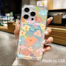 Funda para móvil con ranura para tarjetas. Compatible con phone 16, 15, 14, 13, 12 y 11. Permite guardar tarjetas y fotos. Diseño elegante y sencillo, transparente, esquinas reforzadas, anticaídas, con orificios para tarjetas. - Colores mixtos 1 - Ver 2