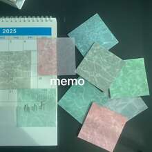 6入透明波紋紋理PET材質便利貼，6種不同顏色，自黏式，適用於辦公室、開學季、居家，書寫文具用品 - 彩色 - 查看 2