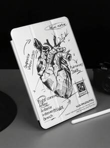 Funda protectora personalizada con pintura acrílica transparente de corazón a doble cara, a prueba de golpes, adecuada para iPad séptima, octava (10.2 pulgadas) y décima generación, con ranura para bolígrafo, compatible con funciones de suspensión y activación, regalo de vacaciones, regalo de Año Nuevo.