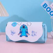 Disney Disney Cute Stitch Cartoon Pencil Bag, Stitch Pencil Bag Stationery Box, Pencil Case, Double Layer Pencil Bag Cloud Design, Practical And Stylish, Pencil Case > Back To School