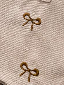 3Pcs/Set Baby Girl Cute Knit Scoop Neck Drop Shoulder Long Sleeve Bodysuit, Pinafore Dress, And Bow Embroidered Vest With Headband - Multicolor - View 7