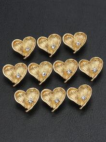 8颗/套 不对称心形条纹水钻金属纽扣，用途广泛，可用于衬衫、开衫、连衣裙、西装、外套、夹克、DIY鞋子、帽子、包包、礼品盒、手工艺品等。 - 彩色 - 查看 4