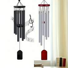 1 Piece Of 6-Tube Wind Chime Rotating Solid Wood Outdoor Decoration Home Decoration Wind Chime Hanging Decoration Handicraft - 銀 - 查看 4