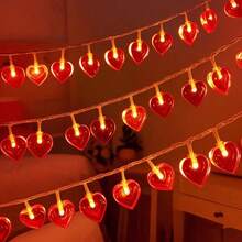 1 件 LED 红色心形灯串，浪漫仙女灯，适用于求婚、家居装饰、节日派对、酒吧、女孩卧室，电池供电 - 紅愛心燈串 - 查看 7