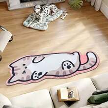 1 Piece Cute Cat Shaped Rug - Soft And Comfortable Faux Wool Polyester Material, Easy To Clean And Wash, Non-Slip Backing, Suitable For Decorating Living Room, Bedroom, Bathroom Or Office, Indoor Use Only, Bedroom Decor | Playful Cat Design | Machine Washable Rug, Cat Bathroom Kitchen Decor Kitchen Carpet - Multicolor - View 5