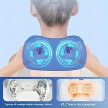 Electric Neck Massager, U-Shaped Massage Pillow, Neck Massager With Durable Memory Sponge, Heated Massage Pillow, Deep Tissue Kneading Relaxation Airplane Car Travel Office Home Gift Father's Day Gift, Christmas Gift, Travel Essentials - Grey - View 6
