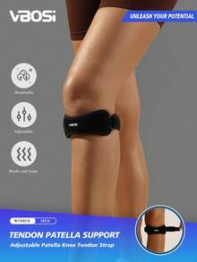 VBOSI 1 chiếc đai bảo vệ đầu gối bằng vải chất lượng cao - Đai hỗ trợ đầu gối có thể điều chỉnh, phù hợp cho chạy bộ, các môn thể thao nhảy, unisex, phụ kiện thể dục, miếng đệm đầu gối thể thao, miếng đệm đầu gối tập gym. - màu đen - Xem 1