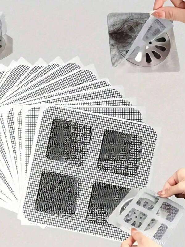 40 piezas Filtro desechable anti-obstrucción, Pegatina cuadrada desechable autoadhesiva para drenaje de piso anti-obstrucción, anti-insectos y anti-cabello, Fácil de instalar Pegatina de filtro de drenaje desechable, Cubierta de drenaje desechable para cocina, fregadero y lavandería, Bloquea eficazmente el cabello y las pegatinas anti-insectos