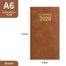 1 neuer Planer 2026 - 17,5 cm / 9,5 cm - mit Lesezeichen, Index - 60 Blatt - 120 Seiten Erwachsenen-Planer auf Englisch, tragbares Tagebuch aus Kunstleder - acht Farben zur Auswahl, Schulmaterial, Rückkehr zur Schule