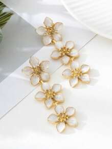 1 Pair Elegant Alloy Oily Flower Drop Earrings With Vintage Tassel, Long Earrings Suitable For Women For Beach & Vacation