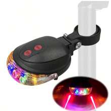 Luce posteriore per bicicletta con fascio laser parallelo di 5 LED, luce di avvertimento sicura, luce rossa e blu