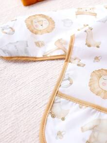 1件长袖围兜，婴儿幼儿防水带袖围兜，适合6-36个月宝宝，可重复使用，带接物口袋（云熊、长颈鹿、熊头图案） - 彩色 - 查看 11