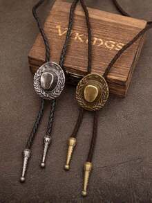 1pc Fashion Retro Personalized Bronze/Silver Unisex Bolo Tie Necktie Necklace, Suitable For Daily Wear And Gift