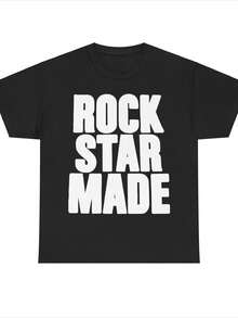 Rock Star Made T-Shirts Rock & Roll T-Shirt, Music Lover Tee, Songwriter T-Shirt, Lets Rock Music Shirts, Guitarre Shirt, Gift For Bestie, Preppy Retro Tshirt - Black - View 1