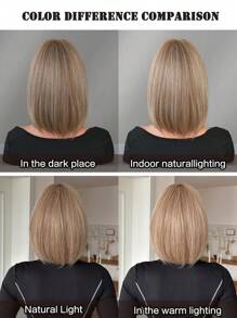 NICKY WALL 12 Inch Women's Basics Bob Wig With Bangs ,Highlight Brown Mixed Beige Short Straight Hair Synthetic Wig Heat Resistant Fiber For Daily Party Use
