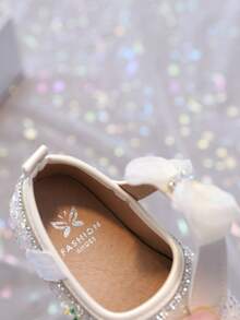 1 Pair Toddler Girls Shoes, New PU Printed Bow Cute Infant Princess Shoes, Lightweight Soft Sole Suitable For Crawling, Spring/Summer/Autumn - Beige - View 10