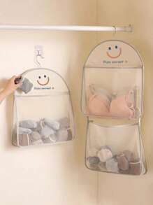 1 pieza Organizador de armario con colgador de metal y bolsillos de malla para sostenes, ropa interior, calcetines y accesorios, solución de ahorro de espacio para el armario
