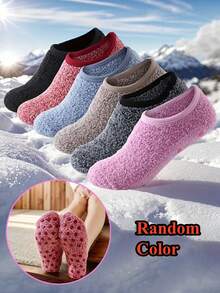 1/3/6 Pairs Women Fuzzy Non-Slip Loafer Socks, Soft Cozy Breathable Low-Cut House Socks - Multicolor - View 14