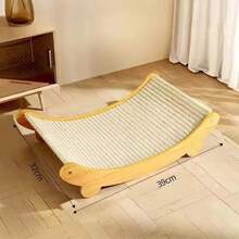 Tiang Penggaruk Kucing dengan Tempat Tidur Kucing Melengkung, Rangka Kayu Berkualitas Tinggi, Bahan Linen Tahan Lama, Mudah Dirakit, Desain Hemat Ruang, Aksesori Perawatan Cakar yang Menyenangkan, Kebutuhan Kucing Dalam Ruangan - MultiWarna - View 8