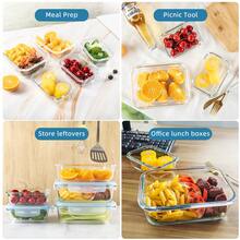 20 Pieces Glass Meal Prep Containers With Steam Vent, Food Storage Containers With Airtight Lids, For Home Kitchen Office Lunch Portion Control (10 Containers+10 Lids), Freezer And Refrigerator - Blue - View 7