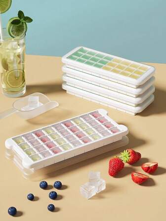 1set/3pcs,Ice Cube Molds, Silicone Ice Trays, Ice Maker Boxes, Ice Storage Containers, Home-Use Lid-Covered Ice Cube Makers