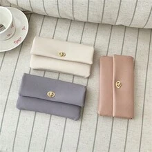 Dompet Anti-Pencurian RFID Unisex Warna Solid Ultra Tipis Tas Kartu Kredit Gesper Hadiah untuk Wanita Kantong Uang Dompet Panjang (Warna Kancing Acak) - MultiWarna - View 8