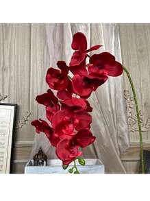 1/2/4/6 piezas, Pintura al óleo de orquídea de mariposa rojo oscuro simulada, Flores decorativas para sala de estar, mesa de comedor, habitación modelo, decoración de boda y compromiso, flores artificiales, decoración navideña, aproximadamente 98 cm, regalos para mujeres, regalo de cumpleaños, decoración del hogar, decoración del hogar, adornos del hogar, flores falsas, flor artificial