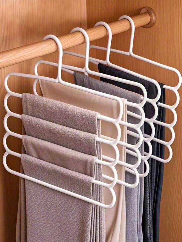 Organizador de pantalones de 5 niveles, 4 piezas de estante de plástico para almacenar bufandas, corbatas y accesorios en el armario