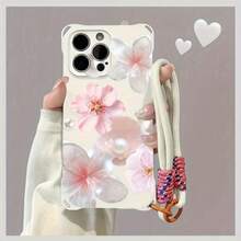 Funda para teléfono 1 pieza Una elegante correa para el hombro tipo bandolera, patrón Correa para el hombro tipo bandolera Correa de mano anticaída de cuatro esquinas Funda protectora para teléfono móvil Puede colgarse hacia atrás Funda para teléfono móvil suave adecuada para la serie 12 13 14 15 16 Pro Pro Plus - - Colores mixtos 1 - Ver 4