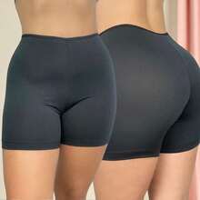 KIT 2 Short Petticoat Second Skin Women's Bermuda High Quality Long - màu đen - Xem 2