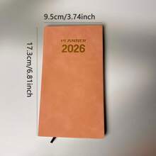 1 neuer Planer 2026 - 17,5 cm / 9,5 cm - mit Lesezeichen, Index - 60 Blatt - 120 Seiten Erwachsenen-Planer auf Englisch, tragbares Tagebuch aus Kunstleder - acht Farben zur Auswahl, Schulmaterial, Rückkehr zur Schule