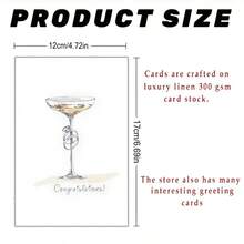 1 件祝贺婚礼订婚卡优雅香槟酒杯带戒指完美礼物送给新婚夫妇朋友新娘送礼会或周年庆典独特的订婚贺卡（带信封 + 贺卡） - 彩色 - 查看 3