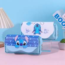 Disney Disney Cute Stitch Cartoon Pencil Bag, Stitch Pencil Bag Stationery Box, Pencil Case, Double Layer Pencil Bag Cloud Design, Practical And Stylish, Pencil Case > Back To School
