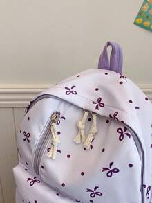 3 Pcs Fashionable Preppy Bow Print Backpack Set,Backpack&Lunch Bag&Pencil Case,With Laptop Compartment Bookbag,Adjustable Strap Bookbag Set,Multi Pockets High-Capacity School Bag Set Multifunctional Daypack Set Idea For Girls/Teens/College Students/Graduate/Graduate For Daily Use/Vacation/Travel/Back To School