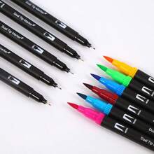 24pcs Water-Based Dual-Tip Outline Pens, Soft Tip Markers, Watercolor Brush Pens Set, Colorful Drawing Soft Tip Pens, Washable, Non-Staining, Suitable For Children Graffiti, Manga, Art Lovers, Back To School