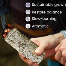 Bastoncini di salvia bianca, profumo naturale, per la purificazione e la decorazione della casa - per cercatori spirituali, accessori per la meditazione, lo yoga, portaincenso, immaginazione alternativa, per purificare l'energia negativa, appassionati del benessere - purifica il tuo spazio, migliora l'atmosfera - purifica! Rafforza! - multicolore - Visualizzare 2