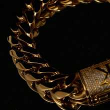 New Capital Letter A-Z Letter Curb Link Miami 14MM Bracelet Initial 18K Gold Plated Stainless Steel Hip Hop Diamond Cuban Chain CZ Detail Women&Men's Alphabet Jewelry Name - 金8.5寸 - 查看 4